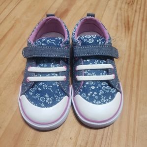See Kai Run Kristin Chambray Flower Toddler Sneakers Size 9